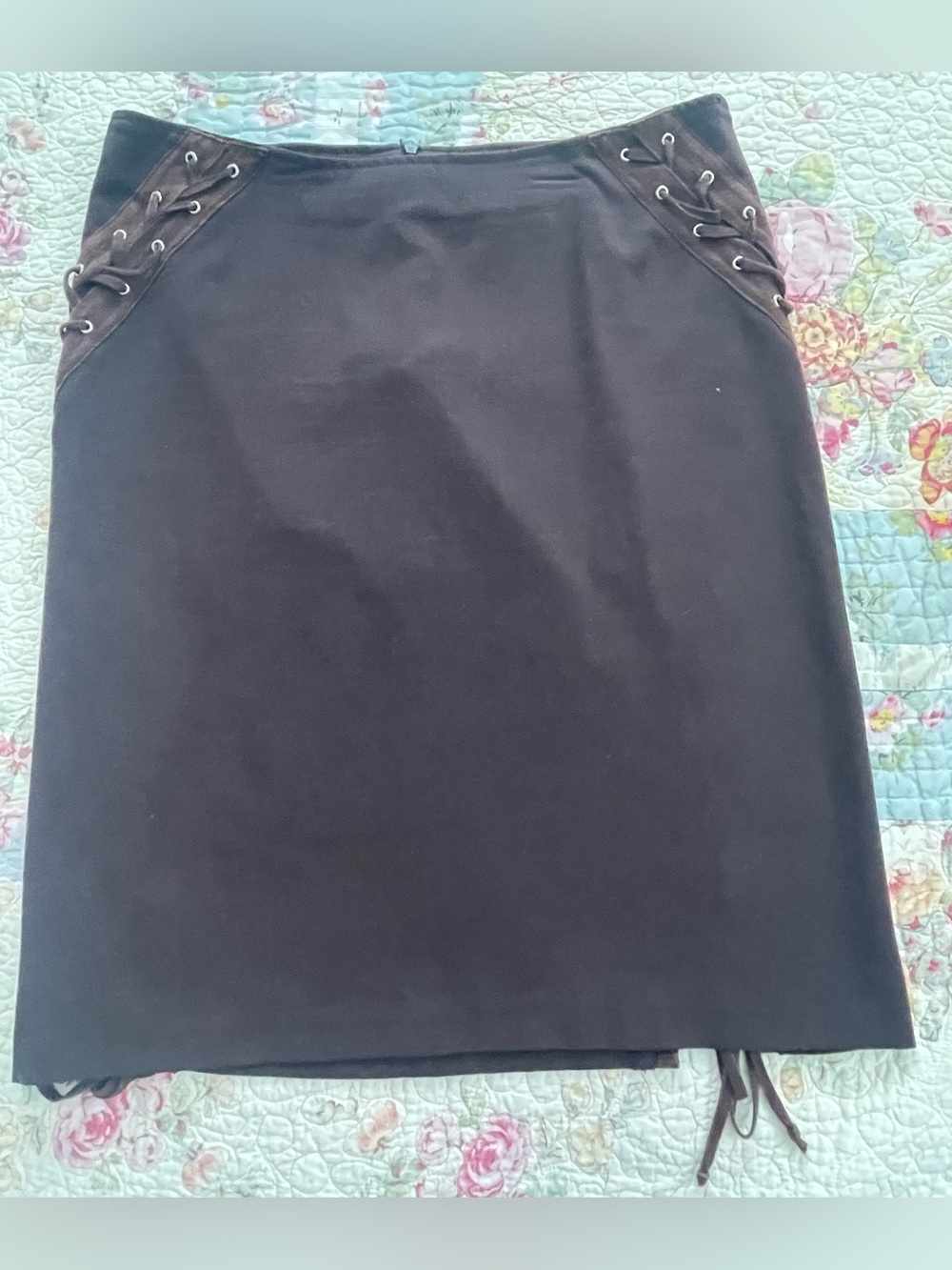 XOXO Brown Lace-Up Side Pencil Skirt